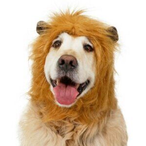 New Lion Mane Hat Dog Pet Halloween Costume Ears Size M/L Includes soft brown ea